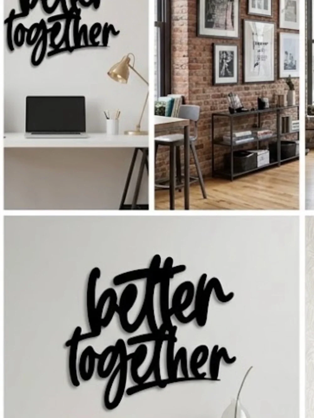 Better Together Script Wall Art - Black